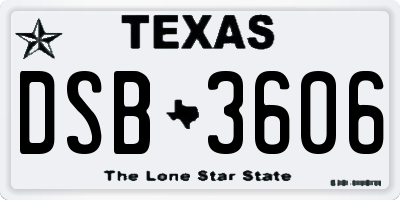 TX license plate DSB3606