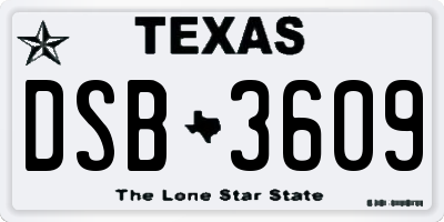 TX license plate DSB3609