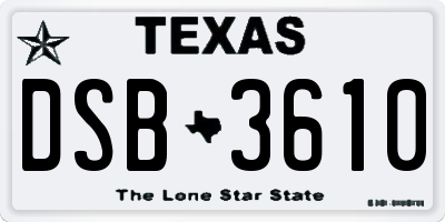 TX license plate DSB3610