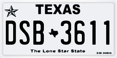 TX license plate DSB3611