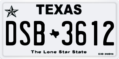 TX license plate DSB3612