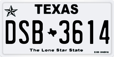 TX license plate DSB3614
