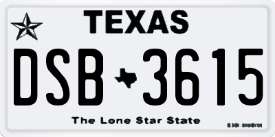 TX license plate DSB3615