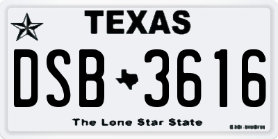 TX license plate DSB3616