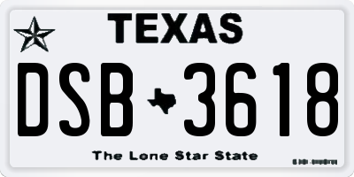 TX license plate DSB3618