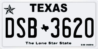 TX license plate DSB3620
