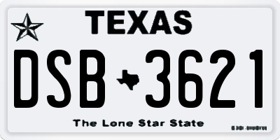 TX license plate DSB3621