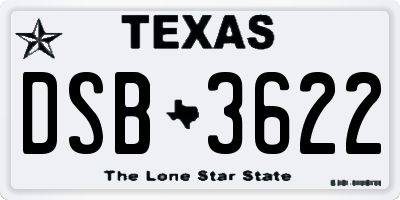 TX license plate DSB3622