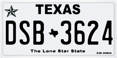 TX license plate DSB3624
