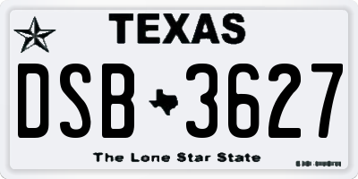 TX license plate DSB3627