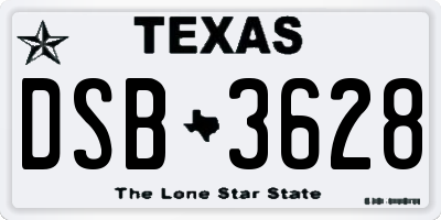 TX license plate DSB3628