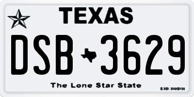 TX license plate DSB3629