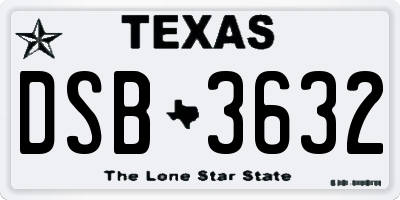 TX license plate DSB3632