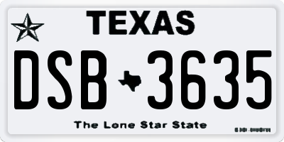 TX license plate DSB3635