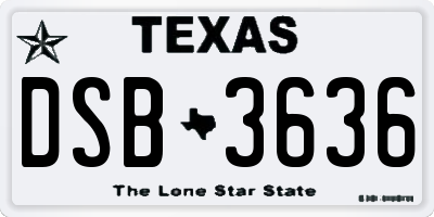 TX license plate DSB3636