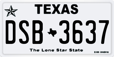 TX license plate DSB3637