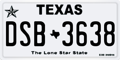 TX license plate DSB3638