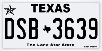 TX license plate DSB3639