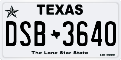 TX license plate DSB3640