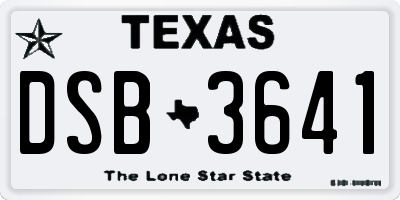 TX license plate DSB3641