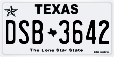 TX license plate DSB3642