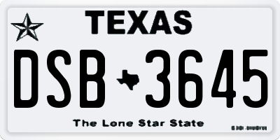 TX license plate DSB3645