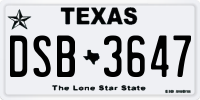 TX license plate DSB3647