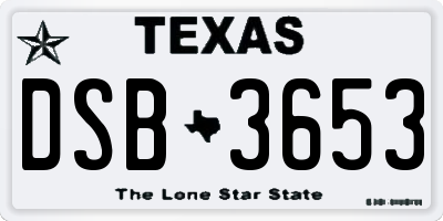 TX license plate DSB3653