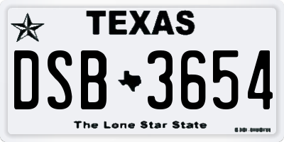 TX license plate DSB3654