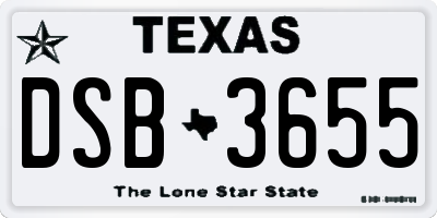 TX license plate DSB3655