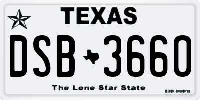 TX license plate DSB3660