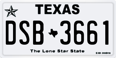TX license plate DSB3661