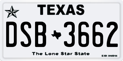 TX license plate DSB3662