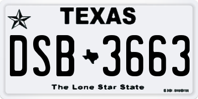 TX license plate DSB3663