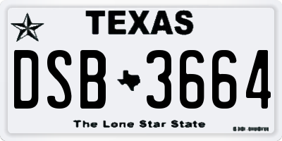TX license plate DSB3664