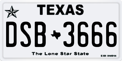 TX license plate DSB3666