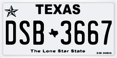 TX license plate DSB3667