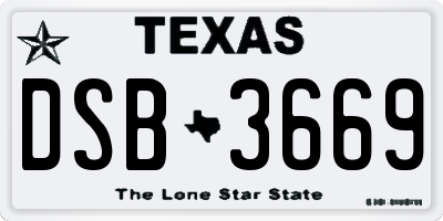 TX license plate DSB3669