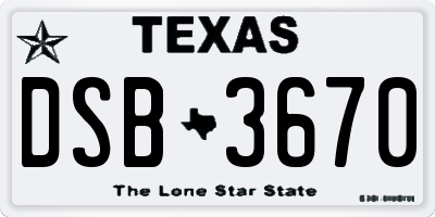 TX license plate DSB3670