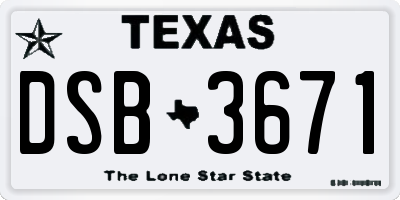 TX license plate DSB3671