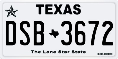 TX license plate DSB3672
