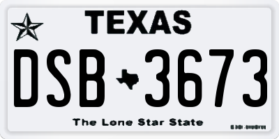 TX license plate DSB3673