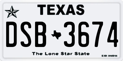 TX license plate DSB3674