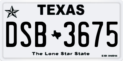 TX license plate DSB3675