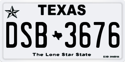 TX license plate DSB3676