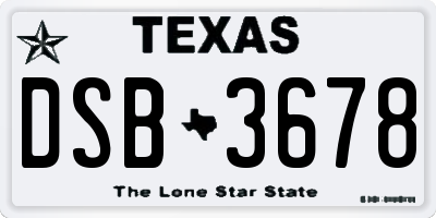 TX license plate DSB3678