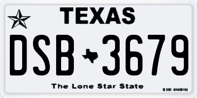 TX license plate DSB3679