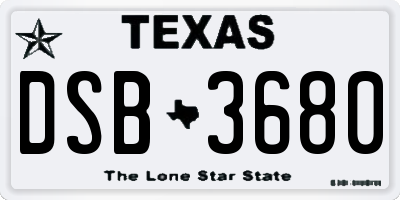 TX license plate DSB3680