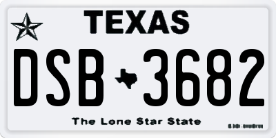 TX license plate DSB3682