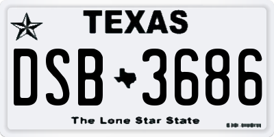 TX license plate DSB3686
